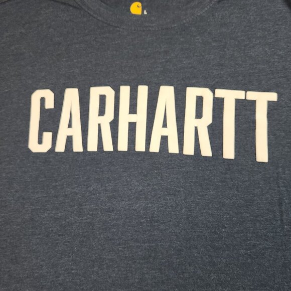 Carhartt Shirt Mens Large Relaxed Fit Navy Blue Spell Out Short Sleeve Weekend - Picture 7 of 9